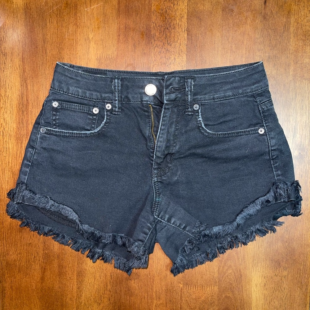 American Eagle Black Hi-Rise Festival Shorts